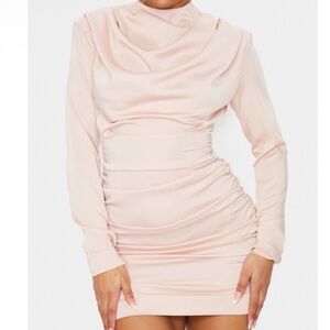 PrettyLittleThing light pink ruched mini dress